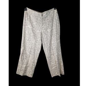 SO Blue Sigrid Olsen Size 2 Beige & Cream Floral 100% Linen Crop Pants